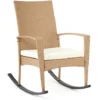 Fauteuil à Bascule,chaise De Chambre Terrasse En Résine Tressée Avec Coussin,Beige - Mondeer