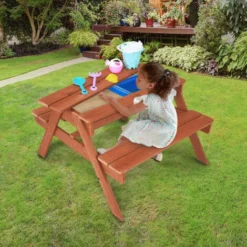 Table Et Chaises De Jardin Pique Nique Enfant Avec Bac à Sable 6 Accessoires Bleu Teamson Kids TK-OW0001 -Promos Verde Rêverie Boutique 59949175 3