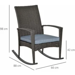 OUTSUNNY Fauteuil à Bascule Rocking Chair Avec Coussin D'assise Déhoussable 66L X 88l X 98H Cm Résine Tressée Imitation Rotin Grise 9 OUTSUNNY Fauteuil à Bascule Rocking Chair Avec Coussin D'assise Déhoussable 66L X 88l X 98H Cm Résine Tressée Imitation Rotin Grise -Promos Verde Rêverie Boutique 60193628 3