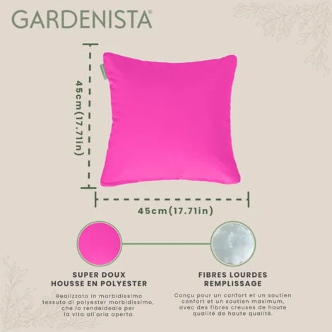 Gardenista Extérieur Résistant à L'eau Coussin Coloré Pour Chaises En Rotin,Farci Décor Oreillers Pour Chaise De Jardin Avec Remplissage En Fibres Creuses45x45cm, Rose 4 Gardenista Extérieur Résistant à L'eau Coussin Coloré Pour Chaises En Rotin,Farci Décor Oreillers Pour Chaise De Jardin Avec Remplissage En Fibres Creuses45x45cm, Rose – Image 2