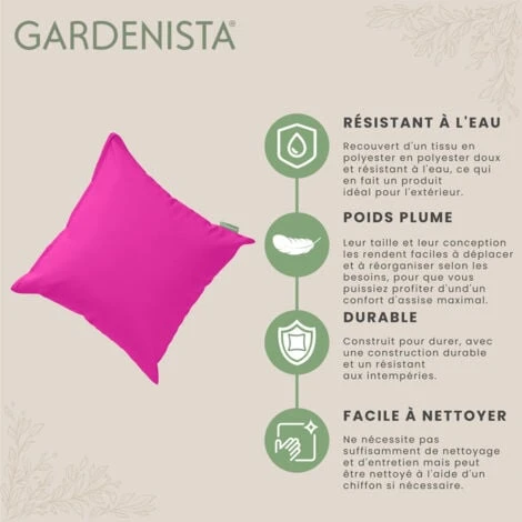 Gardenista Extérieur Résistant à L'eau Coussin Coloré Pour Chaises En Rotin,Farci Décor Oreillers Pour Chaise De Jardin Avec Remplissage En Fibres Creuses45x45cm, Rose 5 Gardenista Extérieur Résistant à L'eau Coussin Coloré Pour Chaises En Rotin,Farci Décor Oreillers Pour Chaise De Jardin Avec Remplissage En Fibres Creuses45x45cm, Rose – Image 3