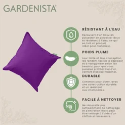 Gardenista Extérieur Rembourré Coussin Décoratif Pour Meubles De Jardin Et De Patio Coussins Doux,Oreillers Pour Chaise En Rotin,Fibres Creuses60x60, Violet -Promos Verde Rêverie Boutique 60309407 3