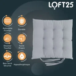 Loft 25 Tufté Carré Siège Coussin Pour Chaises à Manger Avec Attaches Sécurisées Douceur & Siège Confortable Rembourré, Serré Plancher Sécurisé Coussin Pour Sièges D'intérieur, Argent (2PK) 9 Loft 25 Tufté Carré Siège Coussin Pour Chaises à Manger Avec Attaches Sécurisées Douceur & Siège Confortable Rembourré, Serré Plancher Sécurisé Coussin Pour Sièges D'intérieur, Argent (2PK) -Promos Verde Rêverie Boutique 60309580 3