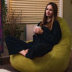 Loft 25 Pouf à Haut Dossier En Velours Côtelé Pour Adulte, Pouf Gaming Pour L'intérieur, Salon, Lime 10 Loft 25 Pouf à Haut Dossier En Velours Côtelé Pour Adulte, Pouf Gaming Pour L'intérieur, Salon, Lime -Promos Verde Rêverie Boutique 60309699 4