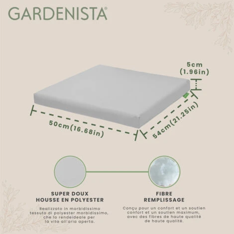 Gardenista Coussin De Chaise D'extérieur Pour Meubles En Rotin, Résistant à L'eau Et Durable Coussin De Siège De Canapé Avec Housse Amovible Et Fermeture éclair Dissimulée 54 X 50 X 5 Cm, Gris 4 Gardenista Coussin De Chaise D'extérieur Pour Meubles En Rotin, Résistant à L'eau Et Durable Coussin De Siège De Canapé Avec Housse Amovible Et Fermeture éclair Dissimulée 54 X 50 X 5 Cm, Gris – Image 2