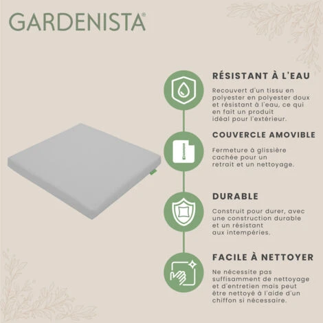 Gardenista Coussin De Chaise D'extérieur Pour Meubles En Rotin, Résistant à L'eau Et Durable Coussin De Siège De Canapé Avec Housse Amovible Et Fermeture éclair Dissimulée 54 X 50 X 5 Cm, Gris 5 Gardenista Coussin De Chaise D'extérieur Pour Meubles En Rotin, Résistant à L'eau Et Durable Coussin De Siège De Canapé Avec Housse Amovible Et Fermeture éclair Dissimulée 54 X 50 X 5 Cm, Gris – Image 3