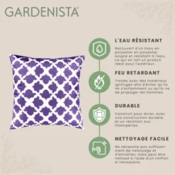 Gardenista Extérieur Coussins Imprimés, Résistant à L'eau Coussin à Décoratif Pour Jardin, Coloré Coussin De Banc Avec Fibre Creuse45x45cm, Arabesque Pourpre -Promos Verde Rêverie Boutique 60309879 3