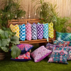 Gardenista Extérieur Coussins Imprimés, Résistant à L'eau Coussin à Décoratif Pour Jardin, Coloré Coussin De Banc Avec Fibre Creuse45x45cm, Arabesque Pourpre -Promos Verde Rêverie Boutique 60309879 4