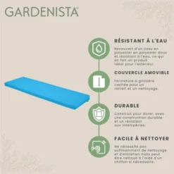 Gardenista Coussin De Siège De Banc 2 Places Pour Jardin, Coussin De Banc Léger Avec Housses Amovibles Résistantes à L'eau Et Rembourrage En Fibre 108 X 45 X 5 Cm, Turquoise -Promos Verde Rêverie Boutique 60309959 3