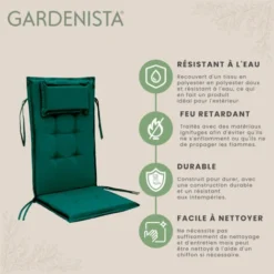 Gardenista Coussins De Siège D'extérieur à Dossier Haut De Qualité Supérieure, Coussins Touffetés Et Pliables Pour Chaise De Jardin Avec Attaches Sécurisées, Coussin De Dossier 120 X 50 X 4 Cm, Vert 9 Gardenista Coussins De Siège D'extérieur à Dossier Haut De Qualité Supérieure, Coussins Touffetés Et Pliables Pour Chaise De Jardin Avec Attaches Sécurisées, Coussin De Dossier 120 X 50 X 4 Cm, Vert -Promos Verde Rêverie Boutique 60309988 3