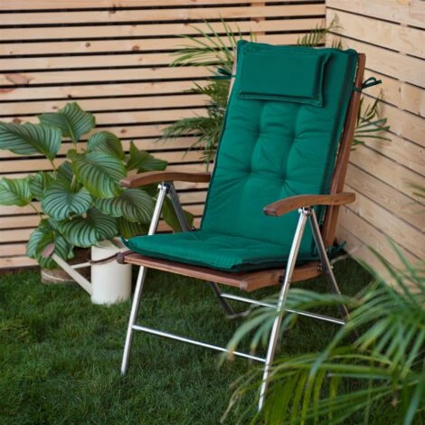 Gardenista Coussins De Siège D'extérieur à Dossier Haut De Qualité Supérieure, Coussins Touffetés Et Pliables Pour Chaise De Jardin Avec Attaches Sécurisées, Coussin De Dossier 120 X 50 X 4 Cm, Vert 6 Gardenista Coussins De Siège D'extérieur à Dossier Haut De Qualité Supérieure, Coussins Touffetés Et Pliables Pour Chaise De Jardin Avec Attaches Sécurisées, Coussin De Dossier 120 X 50 X 4 Cm, Vert – Image 4