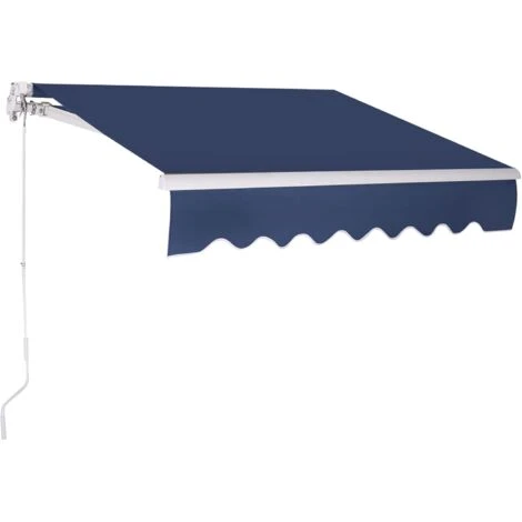 RELAX4LIFE Store Banne 3X2,5M Rétractable Réglable 0-35° Avec Manivelle Manuel Et Revêtement Imperméable, Auvent Anti-Soleil Avec Cadre En Alu Durable Pour Balcon, Jardin, Patio (Bleu Foncé) 3 RELAX4LIFE Store Banne 3X2,5M Rétractable Réglable 0-35° Avec Manivelle Manuel Et Revêtement Imperméable, Auvent Anti-Soleil Avec Cadre En Alu Durable Pour Balcon, Jardin, Patio (Bleu Foncé)