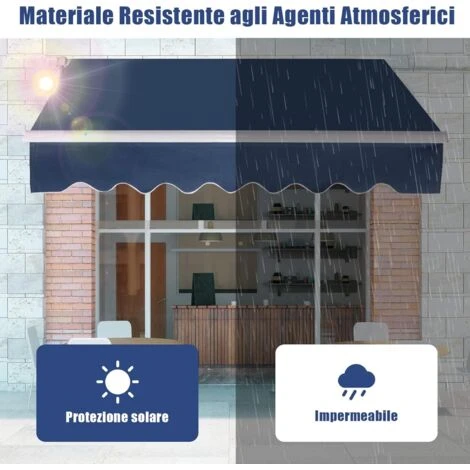 RELAX4LIFE Store Banne 3X2,5M Rétractable Réglable 0-35° Avec Manivelle Manuel Et Revêtement Imperméable, Auvent Anti-Soleil Avec Cadre En Alu Durable Pour Balcon, Jardin, Patio (Bleu Foncé) 7 RELAX4LIFE Store Banne 3X2,5M Rétractable Réglable 0-35° Avec Manivelle Manuel Et Revêtement Imperméable, Auvent Anti-Soleil Avec Cadre En Alu Durable Pour Balcon, Jardin, Patio (Bleu Foncé) – Image 5