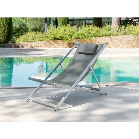 Chilienne Avec Appuie-tête Gris Galet Honolulu - Hespéride 4 Chilienne Avec Appuie-tête Gris Galet Honolulu - Hespéride – Image 2