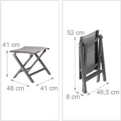 Relaxdays Tabouret Pliable Aluminium Pour Le Jardin Camping 40 Cm De Hauteur HxlxP: 41 X 48 X 41 Cm, Beige -Promos Verde Rêverie Boutique 61990578 4
