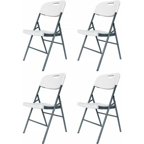 Lot De 4 Chaises Pliantes Foldy - 46 X 52 X 86 Cm - Blanc 3 Lot De 4 Chaises Pliantes Foldy - 46 X 52 X 86 Cm - Blanc