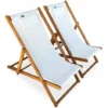 Chiliennes Bois - Creus - 2 Transats En Bois D'Eucalyptus Huilé Avec Coussin Repose-tête Blanc 1 Chiliennes Bois - Creus - 2 Transats En Bois D'Eucalyptus Huilé Avec Coussin Repose-tête Blanc -Promos Verde Rêverie Boutique 6219162 1