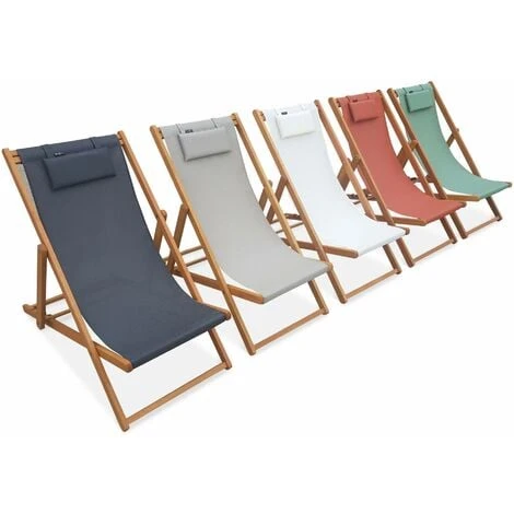 Chiliennes Bois - Creus - 2 Transats En Bois D'Eucalyptus Huilé Avec Coussin Repose-tête Blanc 6 Chiliennes Bois - Creus - 2 Transats En Bois D'Eucalyptus Huilé Avec Coussin Repose-tête Blanc – Image 4