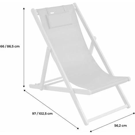 Chiliennes Bois - Creus - 2 Transats En Bois D'Eucalyptus Huilé Avec Coussin Repose-tête Blanc 7 Chiliennes Bois - Creus - 2 Transats En Bois D'Eucalyptus Huilé Avec Coussin Repose-tête Blanc – Image 5