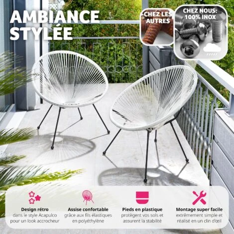 Lot De 2 Chaises De Jardin Santana - Lot De 2 Fauteuils De Jardin, Fauteuils Exterieur, Chaises Exterieur 5 Lot De 2 Chaises De Jardin Santana - Lot De 2 Fauteuils De Jardin, Fauteuils Exterieur, Chaises Exterieur – Image 3