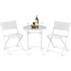 RELAX4LIFE Set De Bistro 1 Table Ronde&2 Chaises Pliables, Salon De Jardin 3 Pièces Extérieur, Cadre En Acier, Verre Trempé, Chaises Portables, Table Bistro Pour Terrasse, Patio, Café (Tout Blanc) -Promos Verde Rêverie Boutique 64129535 1