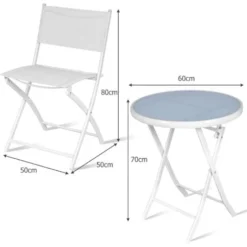 RELAX4LIFE Set De Bistro 1 Table Ronde&2 Chaises Pliables, Salon De Jardin 3 Pièces Extérieur, Cadre En Acier, Verre Trempé, Chaises Portables, Table Bistro Pour Terrasse, Patio, Café (Tout Blanc) 11 RELAX4LIFE Set De Bistro 1 Table Ronde&2 Chaises Pliables, Salon De Jardin 3 Pièces Extérieur, Cadre En Acier, Verre Trempé, Chaises Portables, Table Bistro Pour Terrasse, Patio, Café (Tout Blanc) -Promos Verde Rêverie Boutique 64129535 5