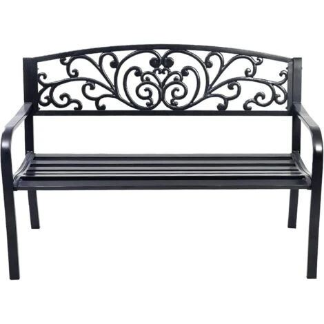 RELAX4LIFE Banc De Jardin En Fonte D’Acier Pour 2-3 Personnes, Résistant Et Confortable Avec Incliné Dossier Ciselé, Accoudoirs Arrondis Et Pieds Durables, Utilisation En Extérieur, Bronzé/Noir (Noir) 3 RELAX4LIFE Banc De Jardin En Fonte D’Acier Pour 2-3 Personnes, Résistant Et Confortable Avec Incliné Dossier Ciselé, Accoudoirs Arrondis Et Pieds Durables, Utilisation En Extérieur, Bronzé/Noir (Noir)