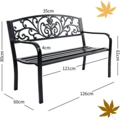 RELAX4LIFE Banc De Jardin En Fonte D’Acier Pour 2-3 Personnes, Résistant Et Confortable Avec Incliné Dossier Ciselé, Accoudoirs Arrondis Et Pieds Durables, Utilisation En Extérieur, Bronzé/Noir (Noir) 11 RELAX4LIFE Banc De Jardin En Fonte D’Acier Pour 2-3 Personnes, Résistant Et Confortable Avec Incliné Dossier Ciselé, Accoudoirs Arrondis Et Pieds Durables, Utilisation En Extérieur, Bronzé/Noir (Noir) -Promos Verde Rêverie Boutique 64129729 5