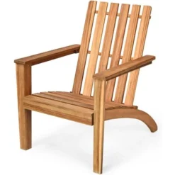 RELAX4LIFE Chaise Adirondack En Bois D’Acacia, Certifié FSC, Fauteuil De Jardin Avec Dossier Ergonomique Et Accoudoir Confortable, Pour Balcon, Piscine, Cour, Terrasse, Naturel