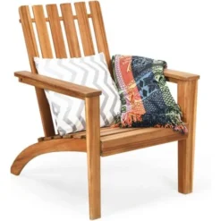 RELAX4LIFE Chaise Adirondack En Bois D’Acacia, Certifié FSC, Fauteuil De Jardin Avec Dossier Ergonomique Et Accoudoir Confortable, Pour Balcon, Piscine, Cour, Terrasse, Naturel -Promos Verde Rêverie Boutique 64130104 3
