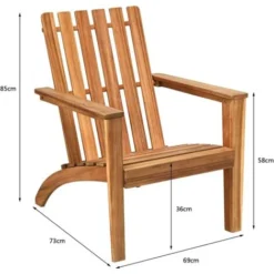 RELAX4LIFE Chaise Adirondack En Bois D’Acacia, Certifié FSC, Fauteuil De Jardin Avec Dossier Ergonomique Et Accoudoir Confortable, Pour Balcon, Piscine, Cour, Terrasse, Naturel -Promos Verde Rêverie Boutique 64130104 4