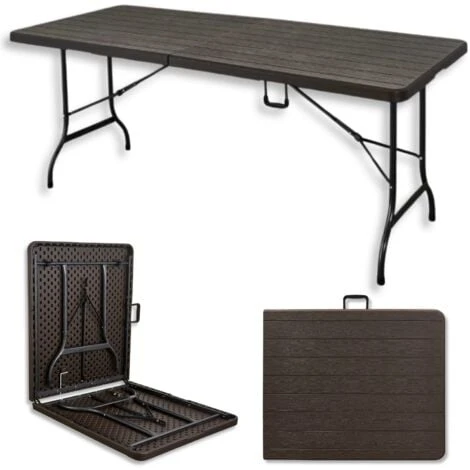 Table De Jardin Pliante 8 Personnes 180 Cm, Imitation Bois 3 Table De Jardin Pliante 8 Personnes 180 Cm, Imitation Bois