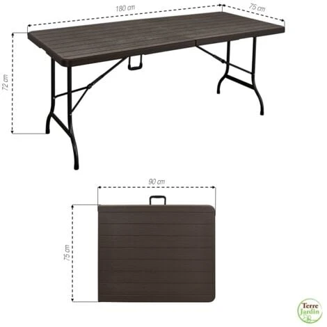 Table De Jardin Pliante 8 Personnes 180 Cm, Imitation Bois 6 Table De Jardin Pliante 8 Personnes 180 Cm, Imitation Bois – Image 4