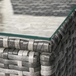 Salon De Jardin Canapé D'angle Extérieur 4 Places Avec Table Basse En Résine Tressée, Gris -Promos Verde Rêverie Boutique 64694575 4