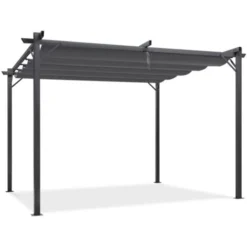Pergola Toit Rétractable 4 Pieds 3x4 M Tonnelle Gris Anthracite