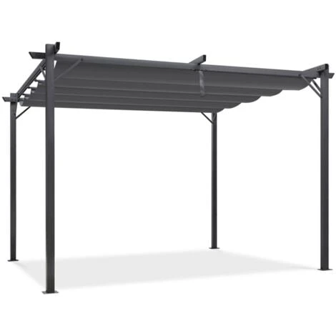 Pergola Toit Rétractable 4 Pieds 3x4 M Tonnelle Gris Anthracite 3 Pergola Toit Rétractable 4 Pieds 3x4 M Tonnelle Gris Anthracite