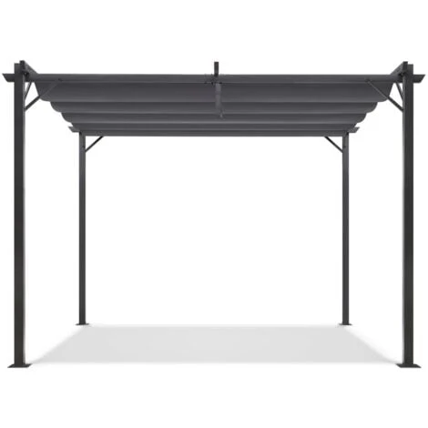 Pergola Toit Rétractable 4 Pieds 3x4 M Tonnelle Gris Anthracite 5 Pergola Toit Rétractable 4 Pieds 3x4 M Tonnelle Gris Anthracite – Image 3