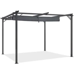 Pergola Toit Rétractable 4 Pieds 3x4 M Tonnelle Gris Anthracite 9 Pergola Toit Rétractable 4 Pieds 3x4 M Tonnelle Gris Anthracite -Promos Verde Rêverie Boutique 6473977 4