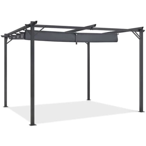 Pergola Toit Rétractable 4 Pieds 3x4 M Tonnelle Gris Anthracite 6 Pergola Toit Rétractable 4 Pieds 3x4 M Tonnelle Gris Anthracite – Image 4