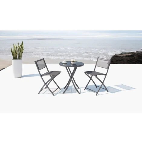 Salon De Balcon Gris 2 Places En Acier COLISEE 4 Salon De Balcon Gris 2 Places En Acier COLISEE – Image 2