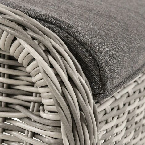 Repose-pieds Pour Extérieur, Dimensions : 53 X 59 X 46 Cm, Aluminium Et Rotin Synthétique Rond, Couleur Gris 7 Repose-pieds Pour Extérieur, Dimensions : 53 X 59 X 46 Cm, Aluminium Et Rotin Synthétique Rond, Couleur Gris – Image 5