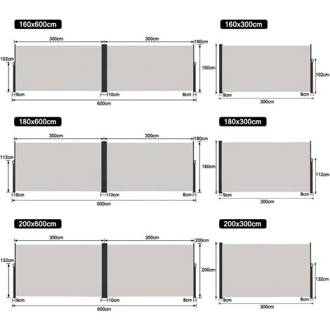 Froadp 160×300cm Store Latéral Extensible Avec Pilier, Gris Clair 4 Froadp 160×300cm Store Latéral Extensible Avec Pilier, Gris Clair – Image 2