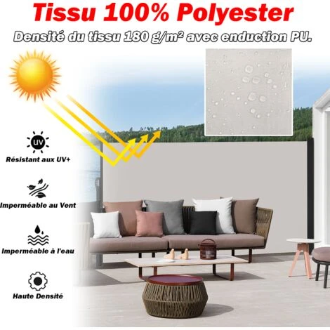 Froadp 160×300cm Store Latéral Extensible Avec Pilier, Gris Clair 5 Froadp 160×300cm Store Latéral Extensible Avec Pilier, Gris Clair – Image 3