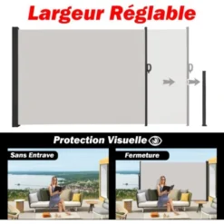 Froadp 160×300cm Store Latéral Extensible Avec Pilier, Gris Clair 10 Froadp 160×300cm Store Latéral Extensible Avec Pilier, Gris Clair -Promos Verde Rêverie Boutique 65112639 4