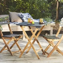Table De Jardin Bistrot En Bois 60x60cm - Barcelona Bois / Noir - Pliante Bicolore Carrée En Acacia Avec 2 Chaises Pliables 9 Table De Jardin Bistrot En Bois 60x60cm - Barcelona Bois / Noir - Pliante Bicolore Carrée En Acacia Avec 2 Chaises Pliables -Promos Verde Rêverie Boutique 6595588 3