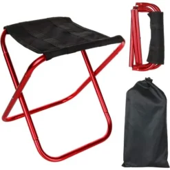 2Pcs Red Portable Folding Stool With 2xStorage Bags,Camping Stool, Aluminium Seat Outdoor Collapsible Camp Stool With Oxford Small Stool Lightweight Camping Accessories For Picnic, BBQ, Hiking