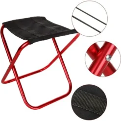 2Pcs Red Portable Folding Stool With 2xStorage Bags,Camping Stool, Aluminium Seat Outdoor Collapsible Camp Stool With Oxford Small Stool Lightweight Camping Accessories For Picnic, BBQ, Hiking -Promos Verde Rêverie Boutique 66352970 3