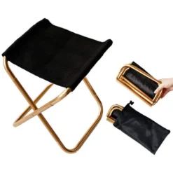 Golden Mini Chaise Pliante Portable Avec Sac, Tabouret Pliant Compact Ultraléger En Aluminium Avec Sac De Transport Pour Jardin, Plage, Pêche, Randonnée, Camping, Pique-Nique Voyage