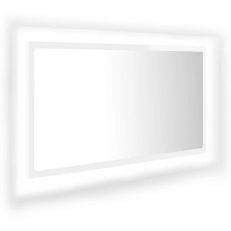 Miroir à LED Miroir Salle De Bain - Blanc Brillant 80x8,5x37 Cm Aggloméré 4 Miroir à LED Miroir Salle De Bain - Blanc Brillant 80x8,5x37 Cm Aggloméré – Image 2