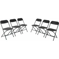 Chaises De Réception Pliantes – Fiesta – 6 Chaises D'appoint En Plastique Gris Foncé Et Métal